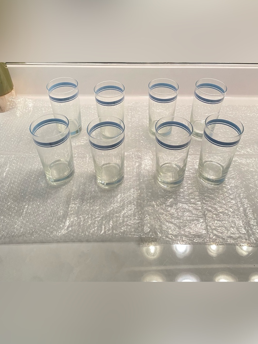 Blue Trim Drinking Glasses set of 8